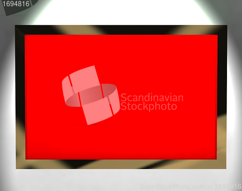 Image of TV Monitor With Red Blank Copyspace Or Copy Space