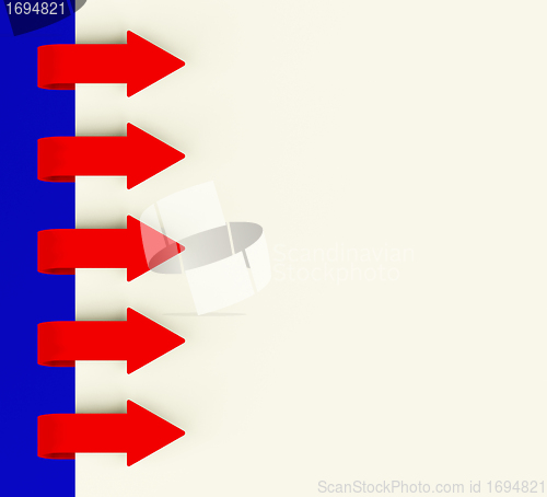 Image of Five Arrow Tabs Over Paper For Menu List Or Notes