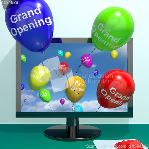 Image of Grand Opening Balloons From Computer Showing New Online Store La