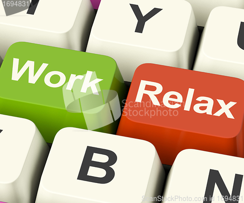Image of Work Relax Keys Showing Decision To Take A Break Or Start Retire