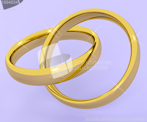 Image of Gold Rings Representing Love Valentine And Romance