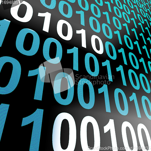 Image of Binary Code On Computer Screen Showing Technology And Computing