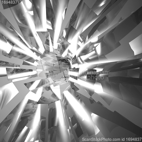 Image of Shiny Exploding Metal Or Glass Background Of Shattered Pieces