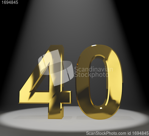Image of Gold 40th Or Forty 3d Number Representing Anniversary Or Birthda
