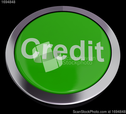 Image of Credit Button Representing Finance Or Loan For Purchases