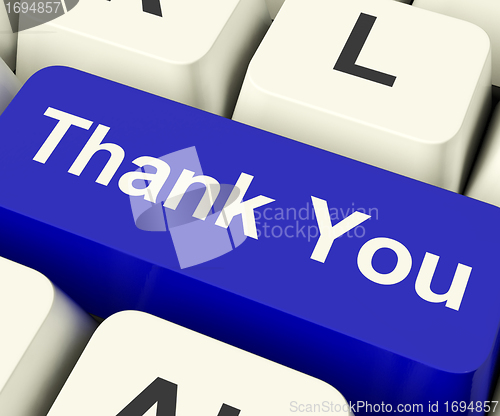 Image of Thank You Computer Key As Online Thanks Message