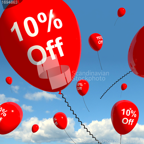 Image of Balloon With 10% Off Showing Sale Discount Of Ten Percent