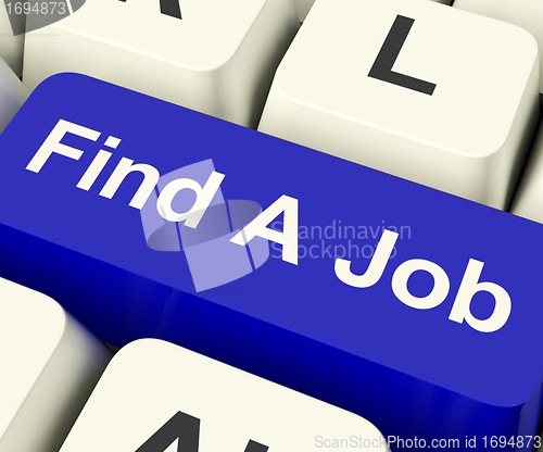 Image of Find A Job Computer Key Showing Work And Careers Search Online