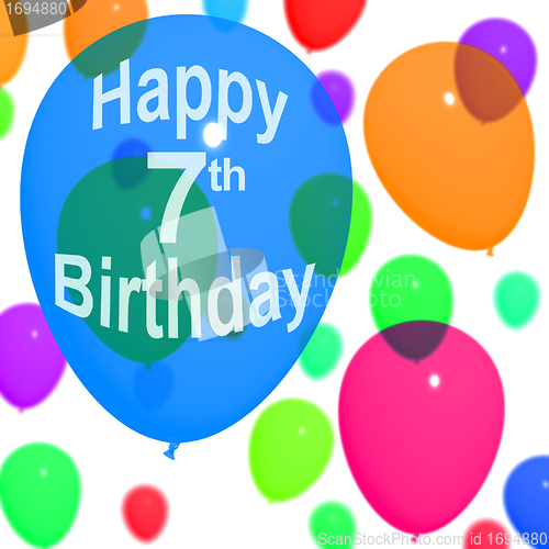 Image of Multicolored Balloons For Celebrating A 7th or Seventh Birthday