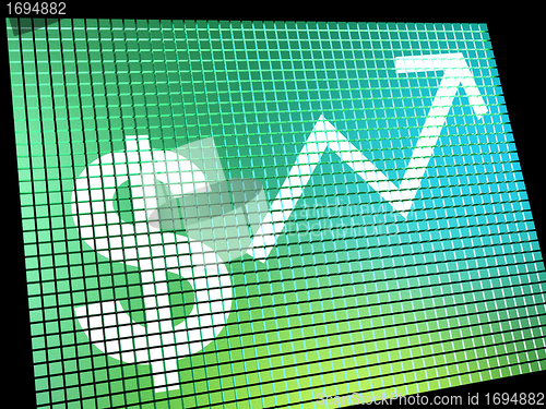 Image of Dollar Sign And Up Arrow Monitor As Symbol For Earnings Or Profi