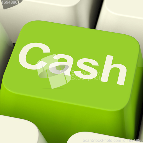 Image of Cash Computer Key As Symbol For Currency And Finance