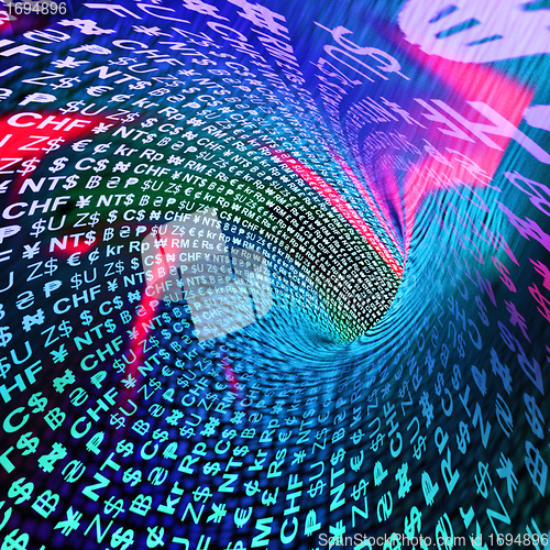 Image of Currency Symbols Glowing Showing Exchange Rates And Finance