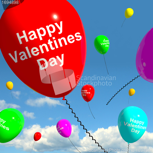 Image of Happy Valentines Day Balloons In The Sky Showing Love And Affect