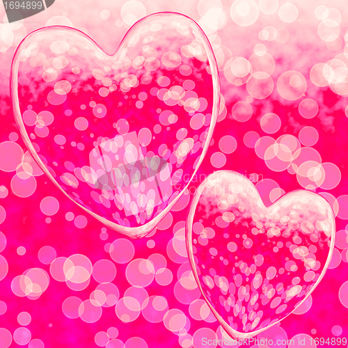 Image of Pink Hearts Design On A Bokeh Background Showing Romance And Rom