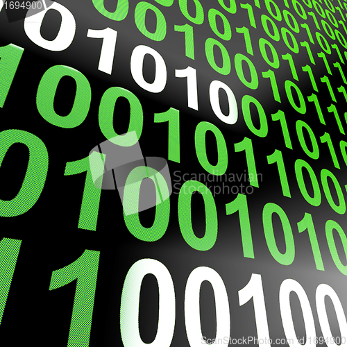 Image of Binary Code On Computer Screen Showing Technology And Programmin
