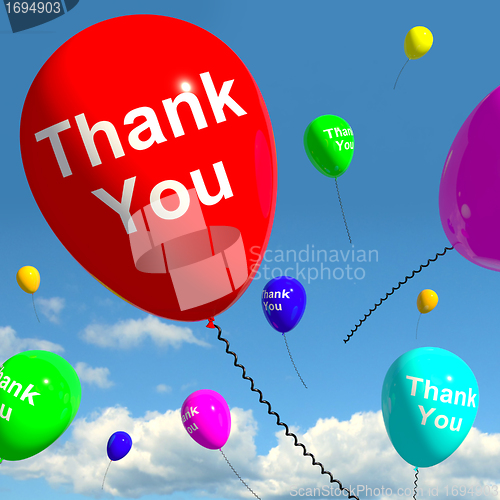 Image of Thank You Balloons In The Sky As Online Thanks Message