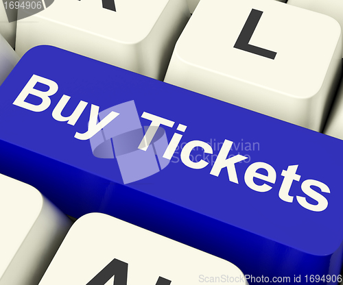 Image of Buy Tickets Computer Key Showing Concert Or Festival Admission P