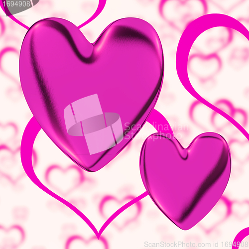 Image of Mauve Hearts On A Heart Background Showing Love Romance And Roma
