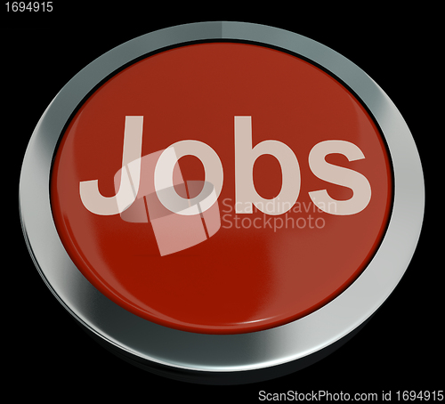 Image of Jobs Computer Button In Red Showing Work And Careers