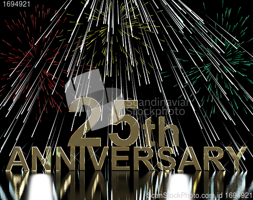 Image of Gold 25th Anniversary With Fireworks For Twenty Fifth Celebratio