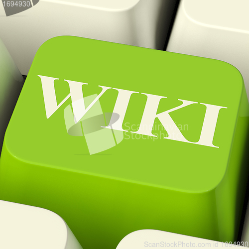 Image of Wiki Computer Key For Online Information Or Encyclopedia