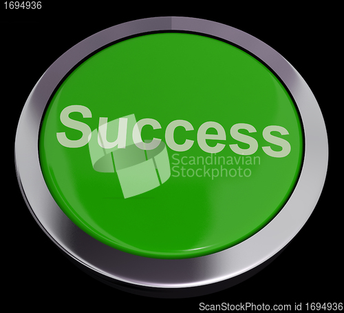 Image of Success Button In Green Showing Achievement And Determination