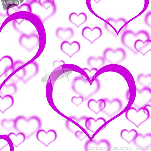 Image of Mauve Hearts Background Showing Love Romance And Valentines