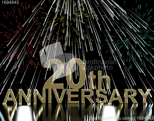 Image of Gold 20th Anniversary With Fireworks For Twentieth Celebration O