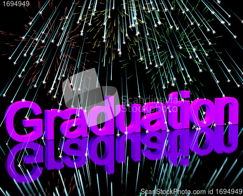 Image of Graduation Word With Fireworks Showing School Or University Grad