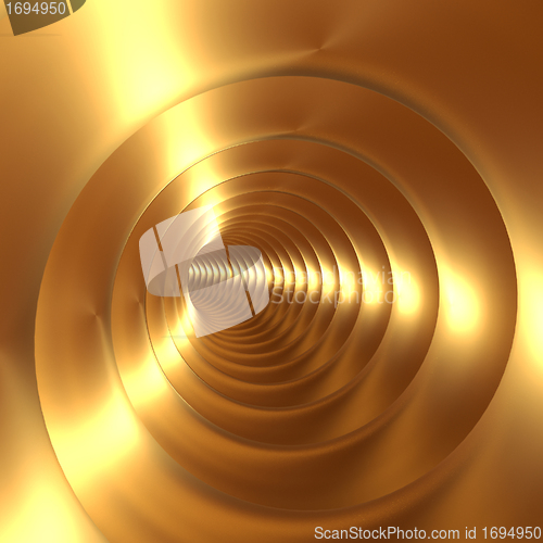 Image of Gold Vortex Abstract Background With Twirling Twisting Spiral