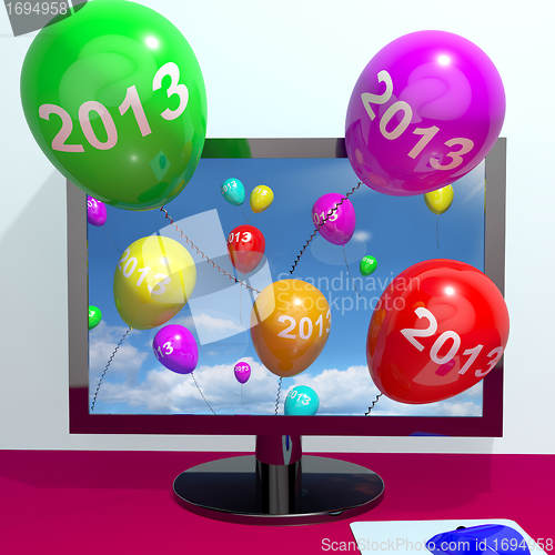 Image of 2013 Balloons From Computer Representing Year Two Thousand And T
