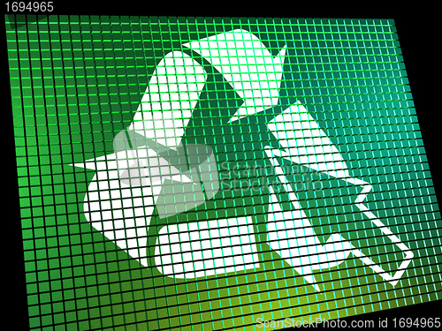 Image of Recycle Icon Computer Screen Shows Recycling And Eco Friendly