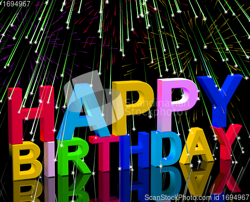 Image of Multicolored Letters And Fireworks For Celebrating A Happy Birth