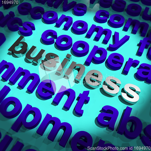 Image of Business Word In Metal Representing Trade and Commerce