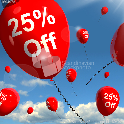 Image of Balloon With 25% Off Showing Sale Discount Of Twenty Five Percen