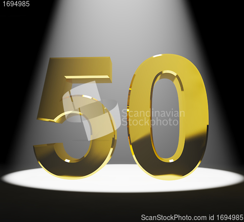 Image of Gold 50th Or Fifty 3d Number Closeup Representing Anniversary Or