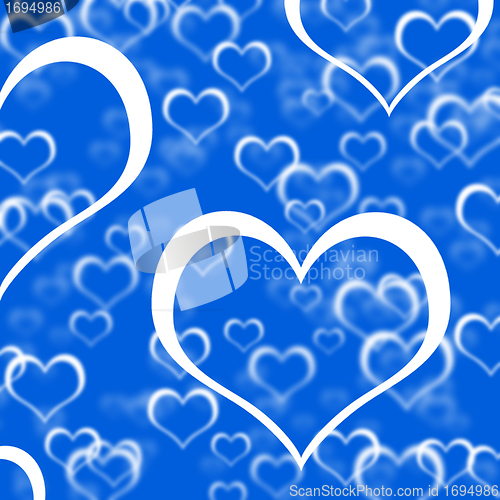 Image of Blue Hearts Background Showing Romance Love And Valentines