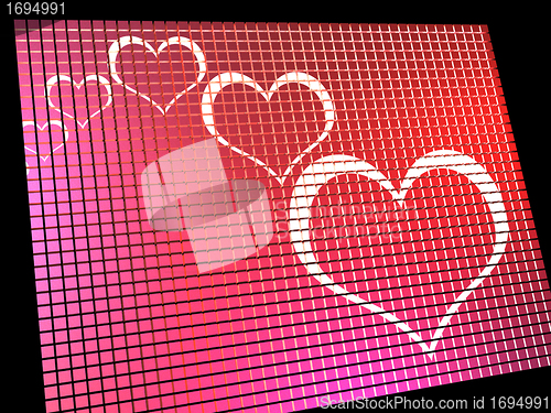 Image of Hearts On Computer Display Showing Love And Online Dating