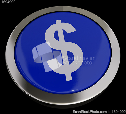 Image of Dollar Symbol Button In Blue Showing Money Or Investment