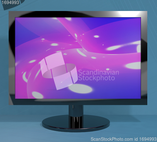 Image of TV Monitor On Stand Representing High Definition Television Or H