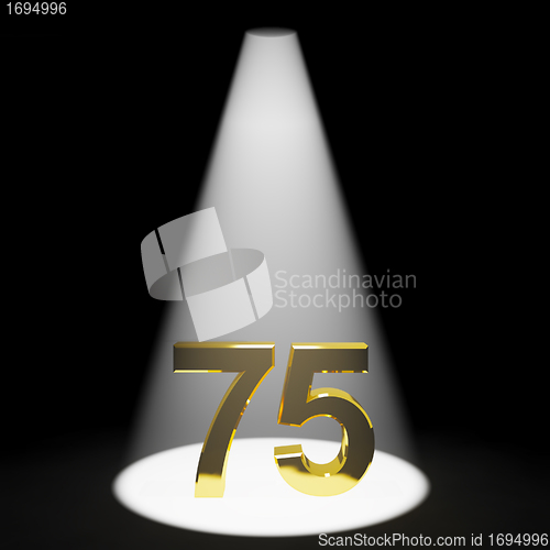 Image of Gold 75th Or Seventy Five 3d Number Representing Anniversary Or 