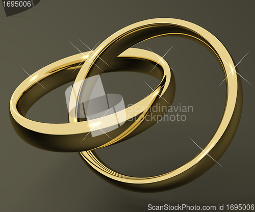 Image of Gold Rings Representing Love Valentines And Romance