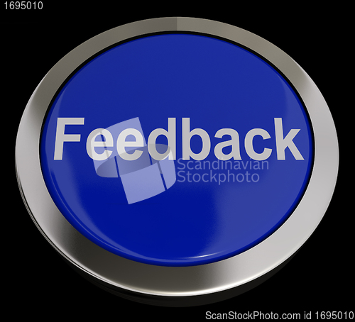 Image of Feedback Button In Blue Showing Opinions And Surveys