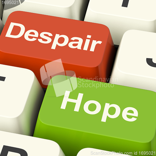 Image of Despair Or Hope Computer Keys Showing Hopeful or Hopeless