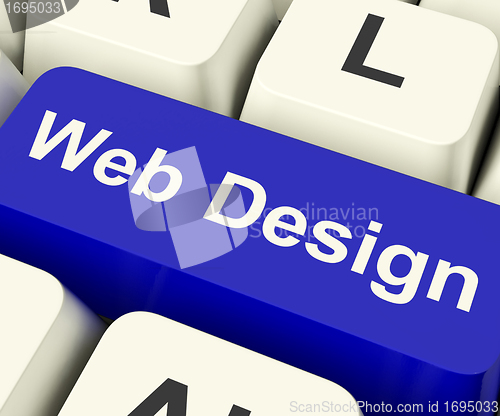 Image of Web Design Computer Key Showing Internet Or Online Graphic Desig