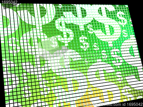 Image of Dollars On Screen Showing Money Wealth Or Earnings