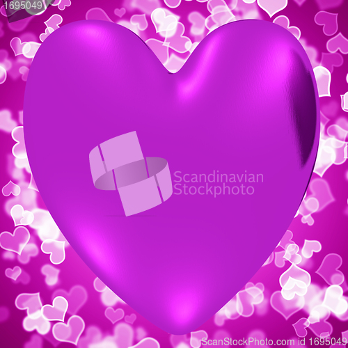 Image of Heart With Mauve Hearts Background Showing Loving And Romance
