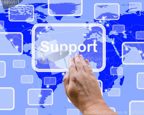 Image of Support Button On Map Showing Help And Assistance