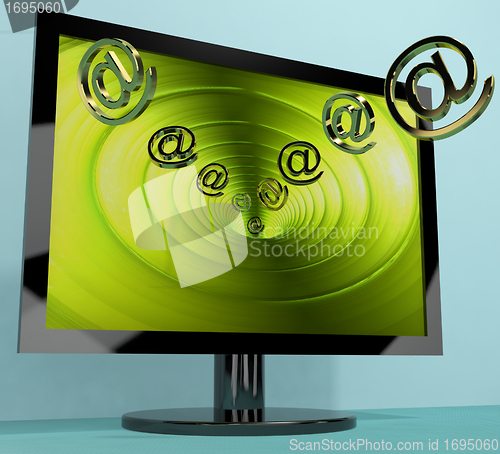 Image of Email Signs Being Received And Sent On Computer Screen Showing E