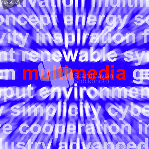 Image of Multimedia Word Shows Digital Technology For Movies Or Broadcast